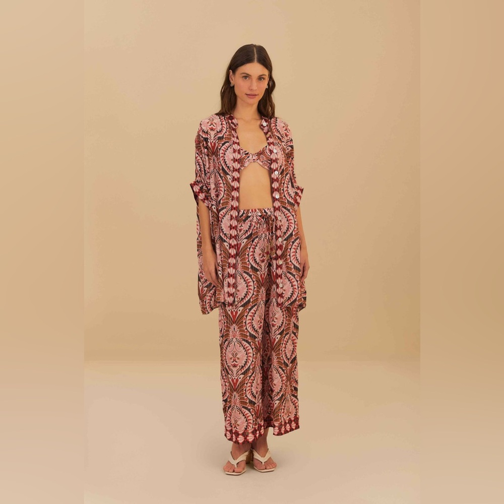 Farm Rio Wide Leg Pants Pineapple Jewelry